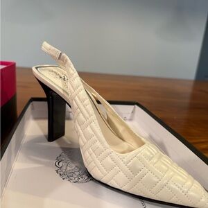Vince Camuto Cream Quilted Slingback Heels